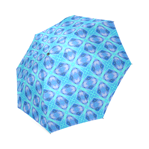 Abstract Circles Arches Lattice Aqua Blue Foldable Umbrella (Model U01)