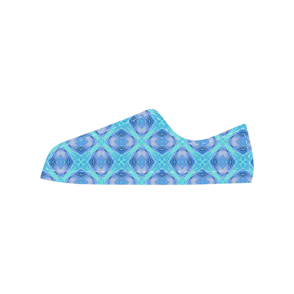Abstract Circles Arches Lattice Aqua Blue Women's Classic Canvas Shoes (Model 018)