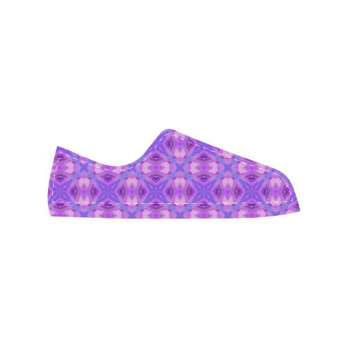 Vibrant Abstract Modern Violet Lavender Lattice Women's Classic Canvas Shoes (Model 018)