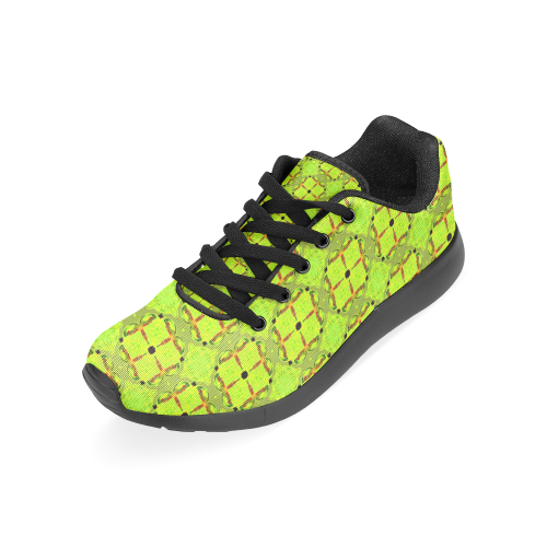Lime Gold Geometric Squares Diamonds Men’s Running Shoes (Model 020)