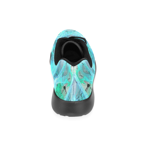 Teal Cyan Ocean Abstract Modern Lace Lattice Men’s Running Shoes (Model 020)