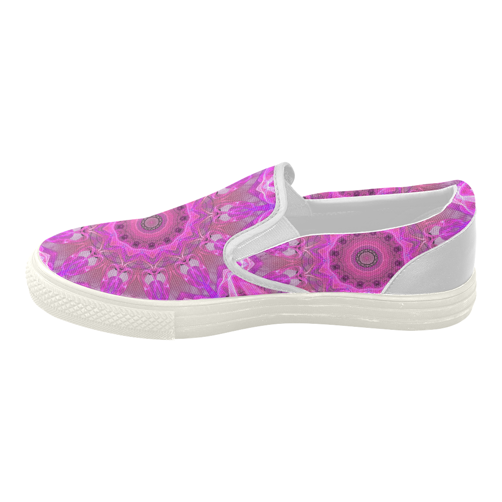 Lavender Lace Abstract Pink Light Love Lattice Women's Slip-on Canvas Shoes (Model 019)