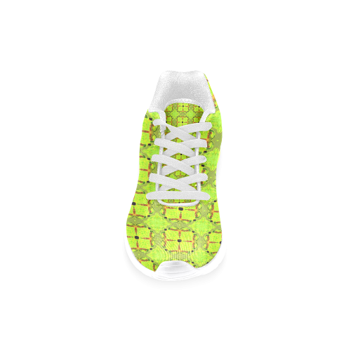 Lime Gold Geometric Squares Diamonds Women’s Running Shoes (Model 020)