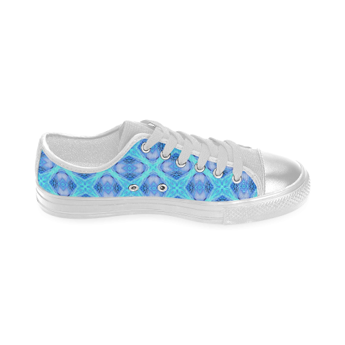 Abstract Circles Arches Lattice Aqua Blue Women's Classic Canvas Shoes (Model 018)