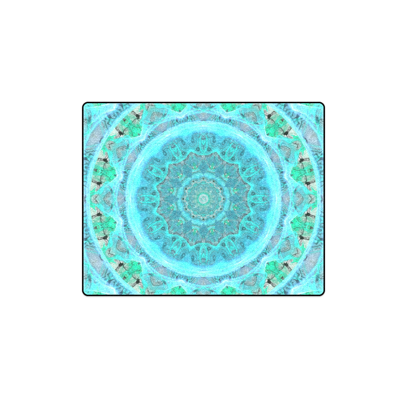 Teal Cyan Ocean Abstract Modern Lace Lattice Blanket 40"x50"
