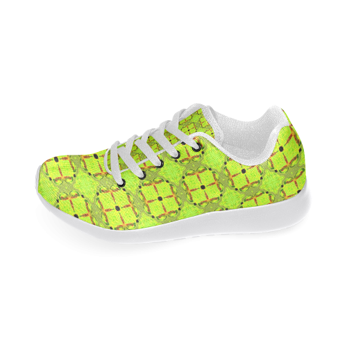 Lime Gold Geometric Squares Diamonds Women’s Running Shoes (Model 020)