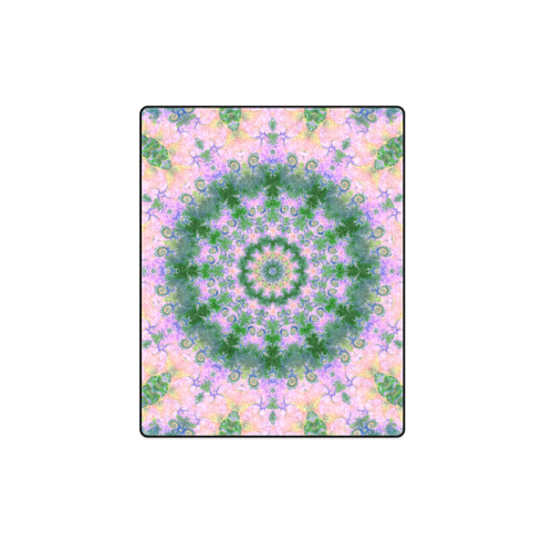 Rose Pink Green Explosion of Flowers Mandala Blanket 40"x50"