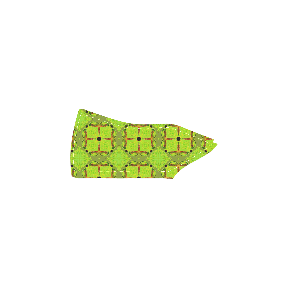 Lime Gold Geometric Squares Diamonds Women's Slip-on Canvas Shoes (Model 019)