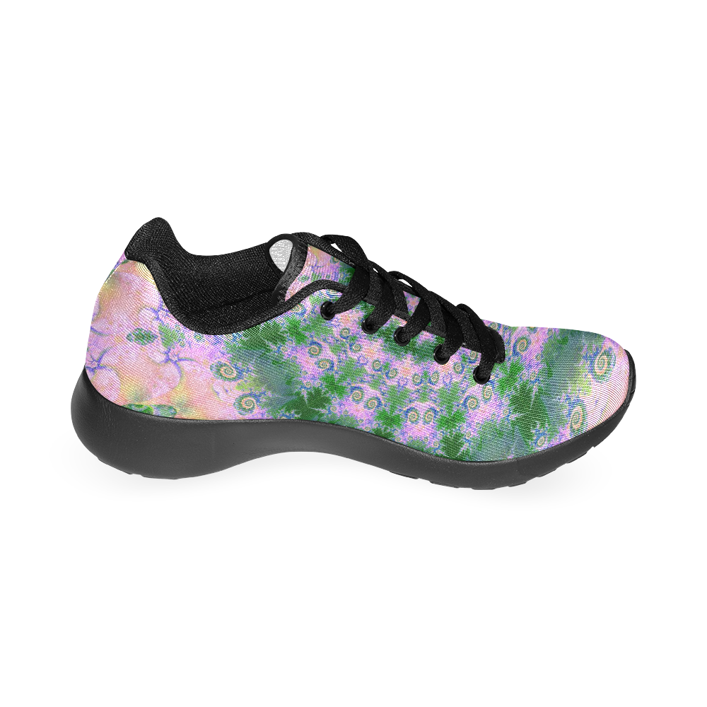 Rose Pink Green Explosion of Flowers Mandala Men’s Running Shoes (Model 020)