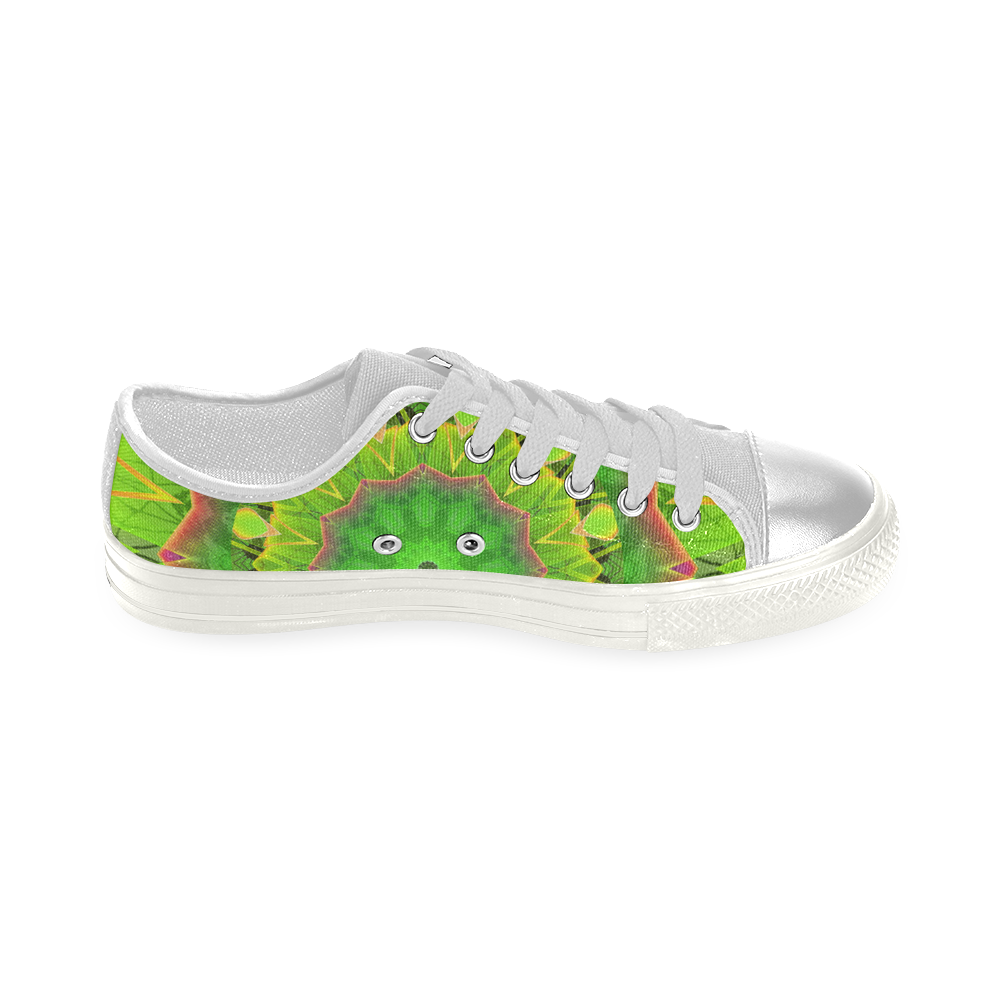 Golden Green Foliage Ferns Abstract Summer Days Women's Classic Canvas Shoes (Model 018)