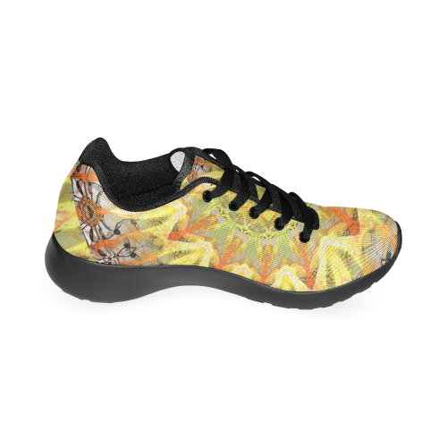 Golden Feathers Orange Flames Abstract Lattice Men’s Running Shoes (Model 020)