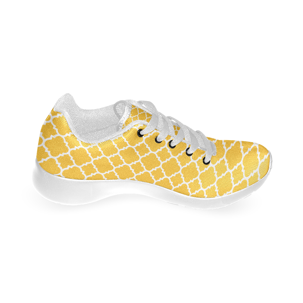 sunny yellow white quatrefoil classic pattern Women’s Running Shoes (Model 020)