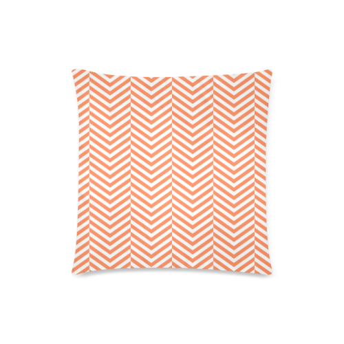 orange and white classic chevron pattern Custom Zippered Pillow Case 18"x18"(Twin Sides)