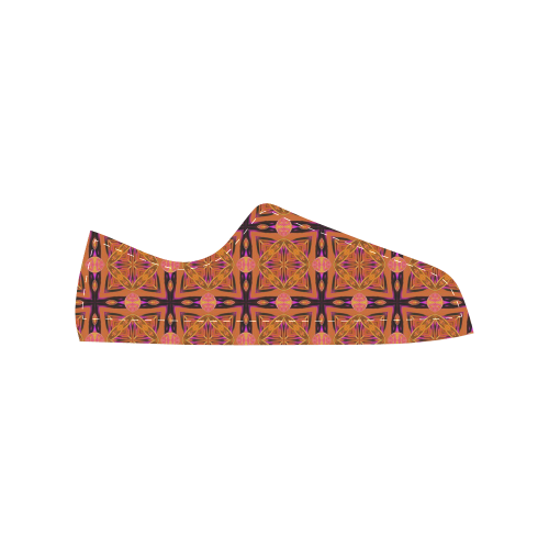 Peach Purple Abstract Moroccan Lattice Quilt Women's Classic Canvas Shoes (Model 018)