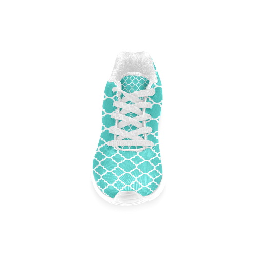 turquoise white quatrefoil classic pattern Women’s Running Shoes (Model 020)