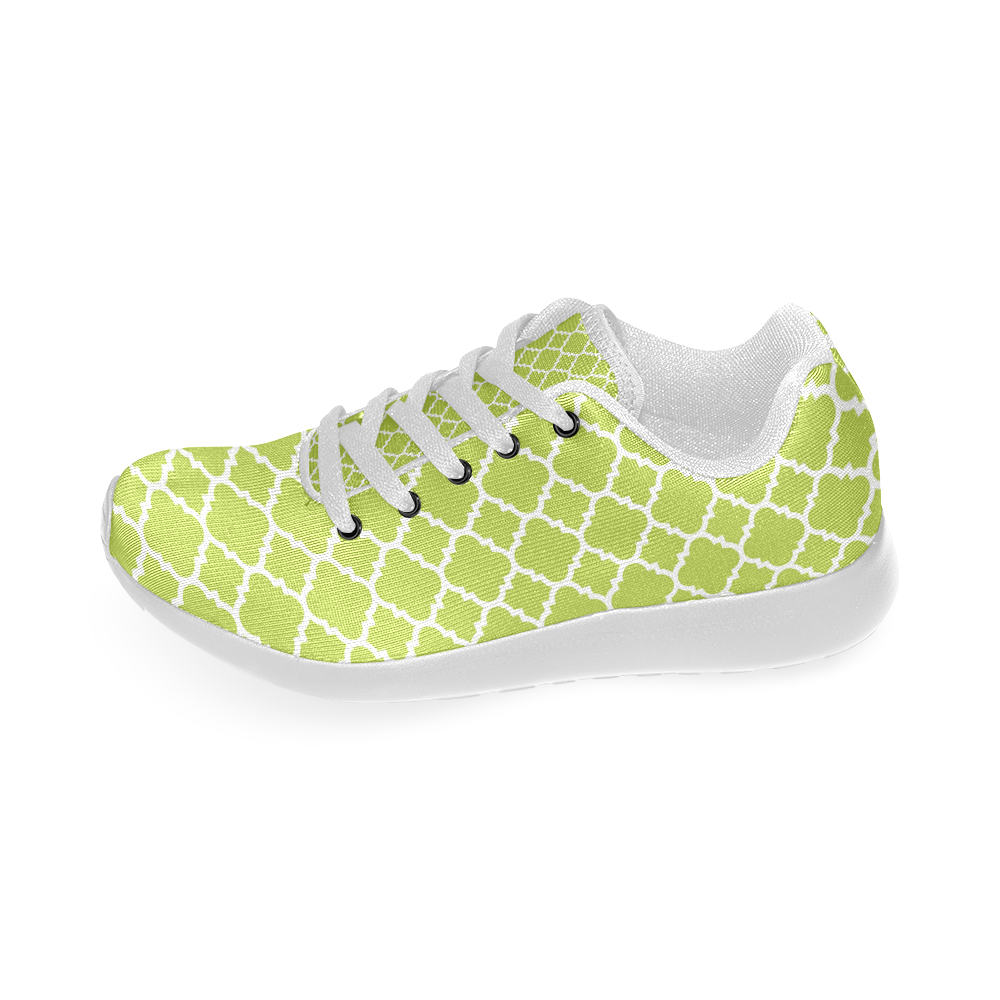 spring green white quatrefoil classic pattern Women’s Running Shoes (Model 020)