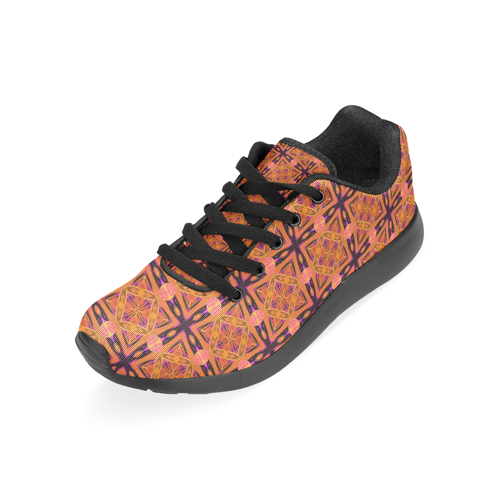 Peach Purple Abstract Moroccan Lattice Quilt Women’s Running Shoes (Model 020)