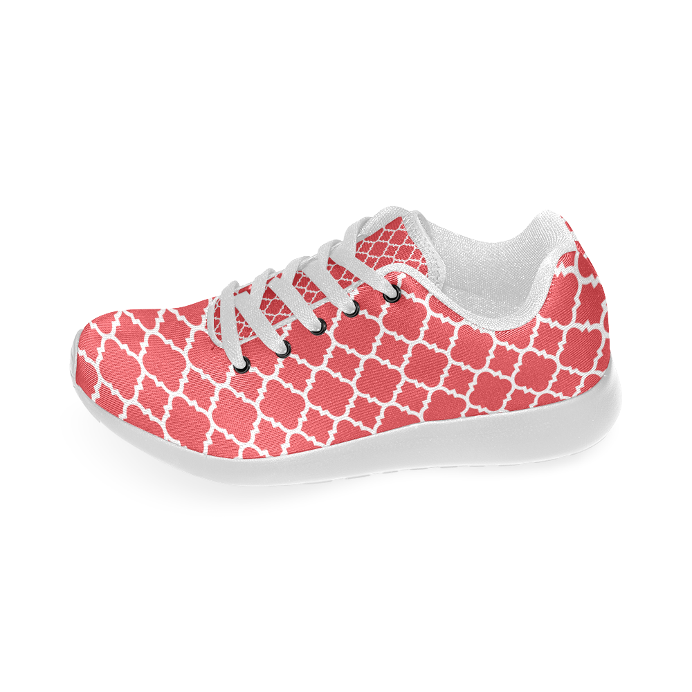 red white quatrefoil classic pattern Women’s Running Shoes (Model 020)
