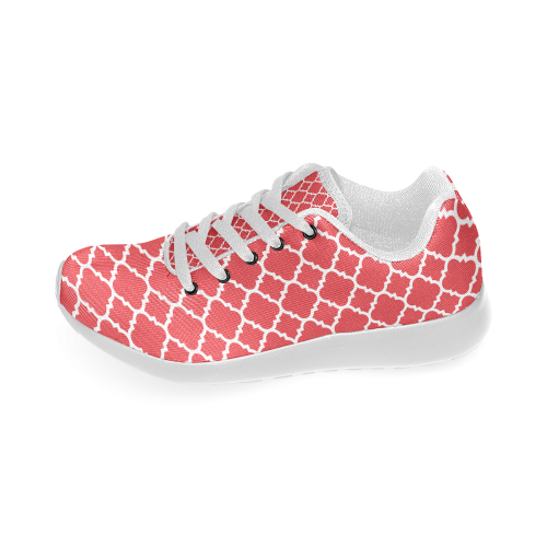 red white quatrefoil classic pattern Women’s Running Shoes (Model 020)