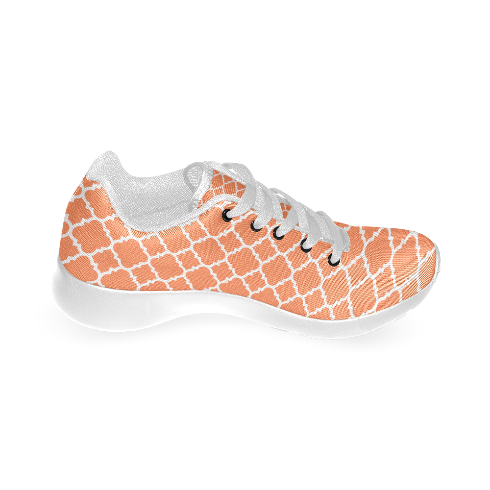 orange white quatrefoil classic pattern Women’s Running Shoes (Model 020)