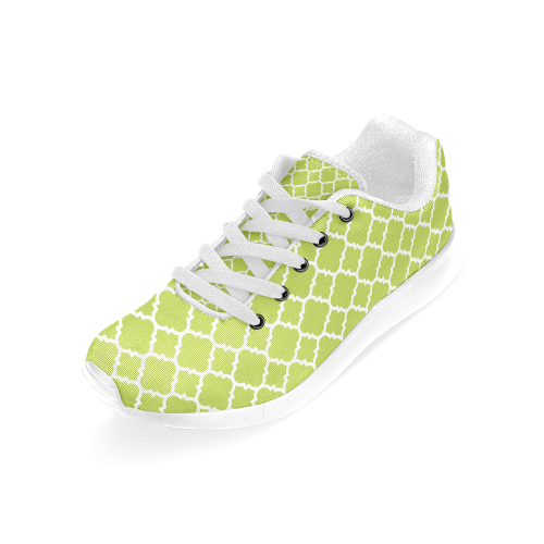 spring green white quatrefoil classic pattern Women’s Running Shoes (Model 020)