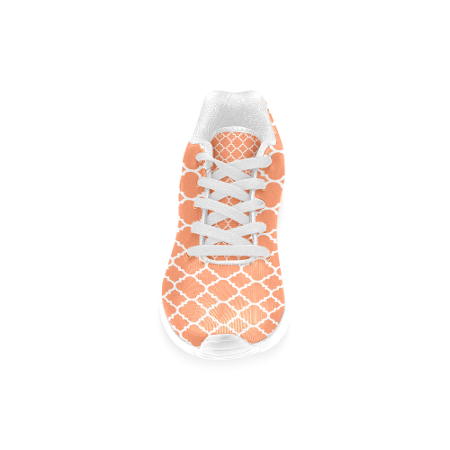 orange white quatrefoil classic pattern Women’s Running Shoes (Model 020)