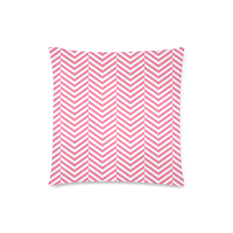 pink and white classic chevron pattern Custom Zippered Pillow Case 18"x18"(Twin Sides)