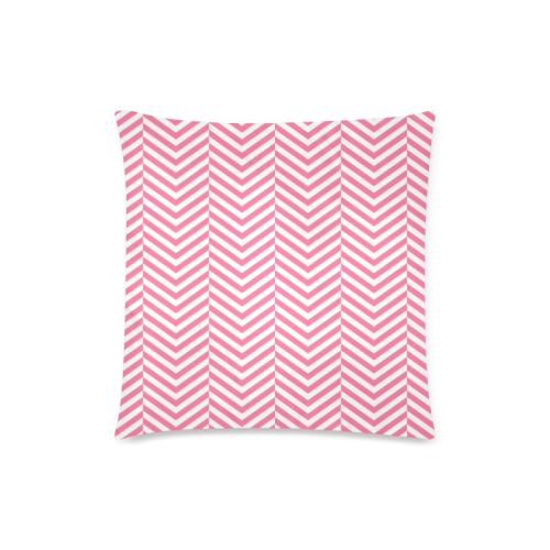 pink and white classic chevron pattern Custom Zippered Pillow Case 18"x18"(Twin Sides)