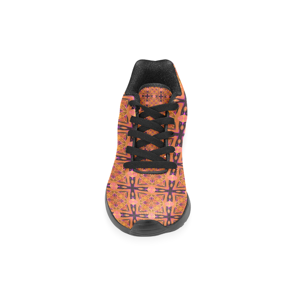 Peach Purple Abstract Moroccan Lattice Quilt Women’s Running Shoes (Model 020)