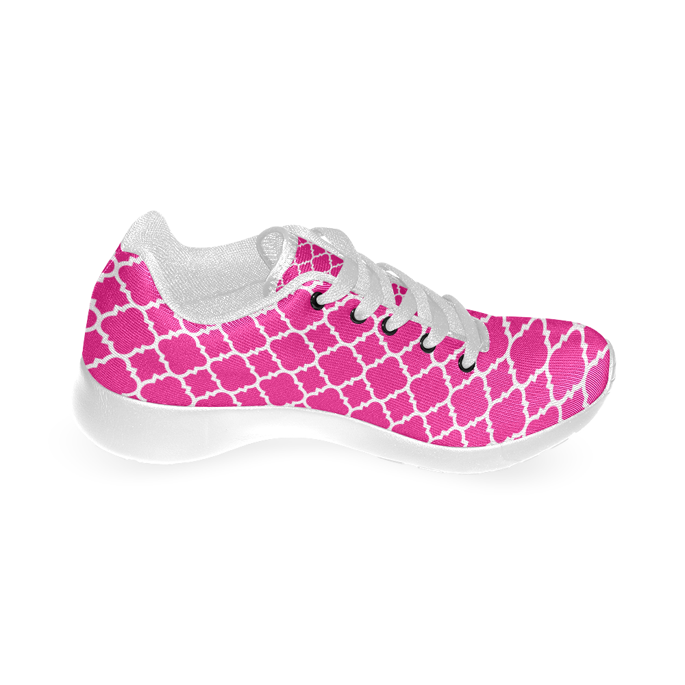 hot pink white quatrefoil classic pattern Women’s Running Shoes (Model 020)