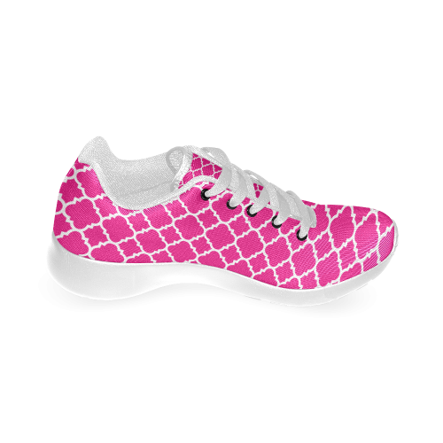 hot pink white quatrefoil classic pattern Women’s Running Shoes (Model 020)