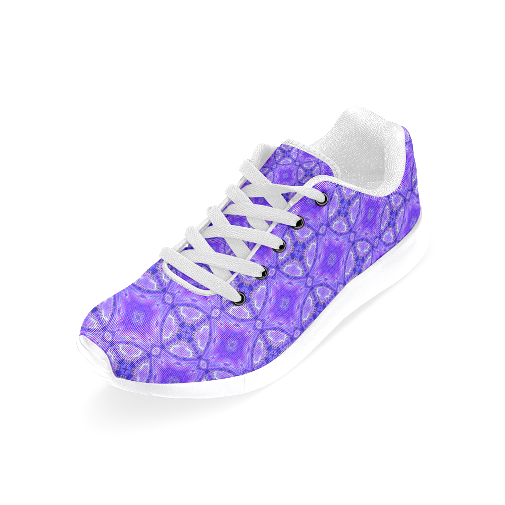 Purple Abstract Flowers, Lattice, Circle Quilt Women’s Running Shoes (Model 020)