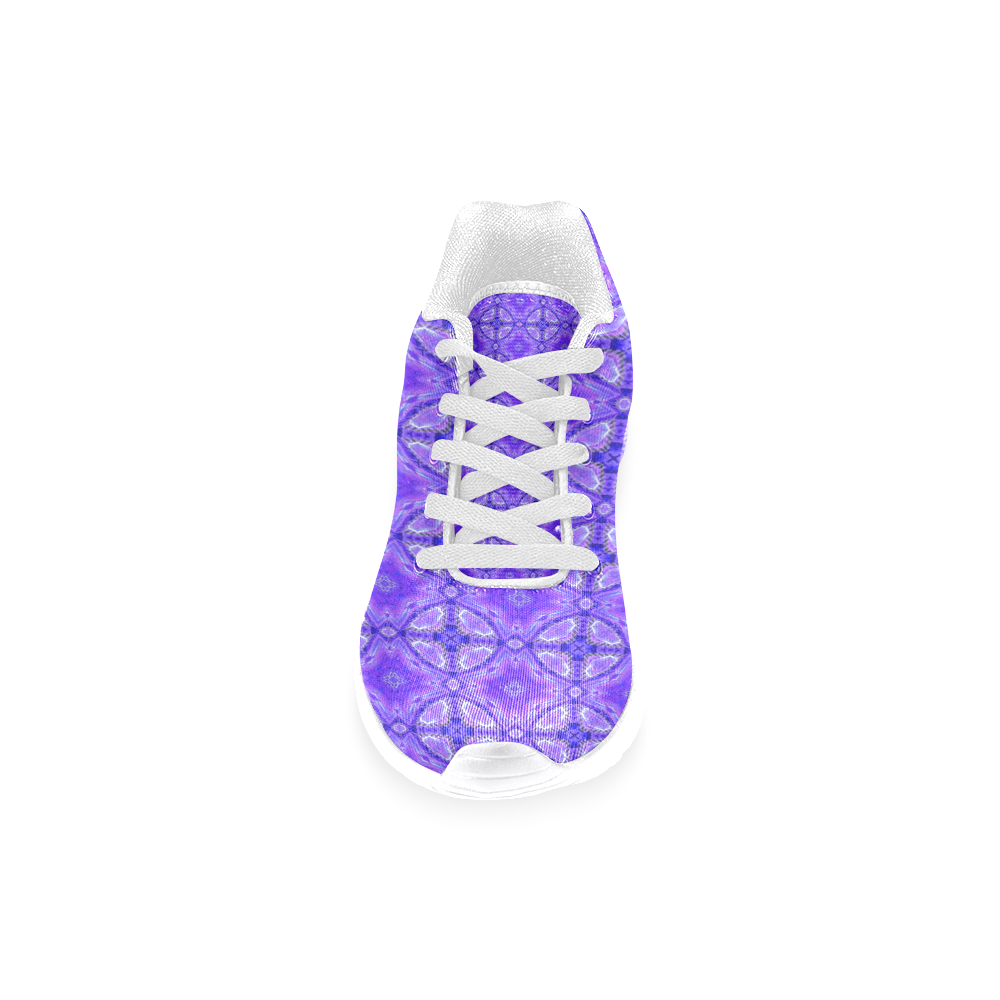 Purple Abstract Flowers, Lattice, Circle Quilt Women’s Running Shoes (Model 020)