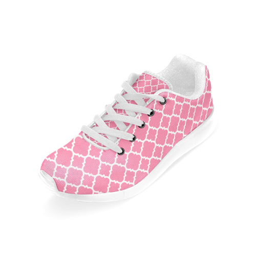 pink white quatrefoil classic pattern Women’s Running Shoes (Model 020)