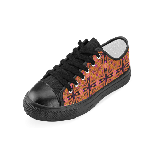 Peach Purple Abstract Moroccan Lattice Quilt Women's Classic Canvas Shoes (Model 018)