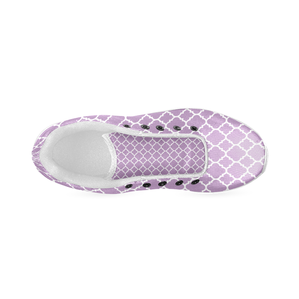 purple lilac white quatrefoil classic pattern Women’s Running Shoes (Model 020)