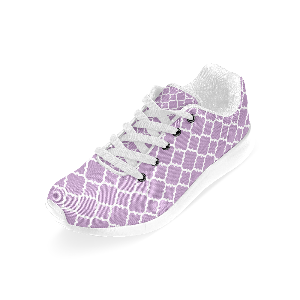 purple lilac white quatrefoil classic pattern Women’s Running Shoes (Model 020)