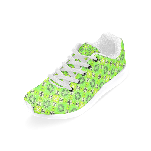 Vibrant Abstract Tropical Lime Foliage Lattice Women’s Running Shoes (Model 020)