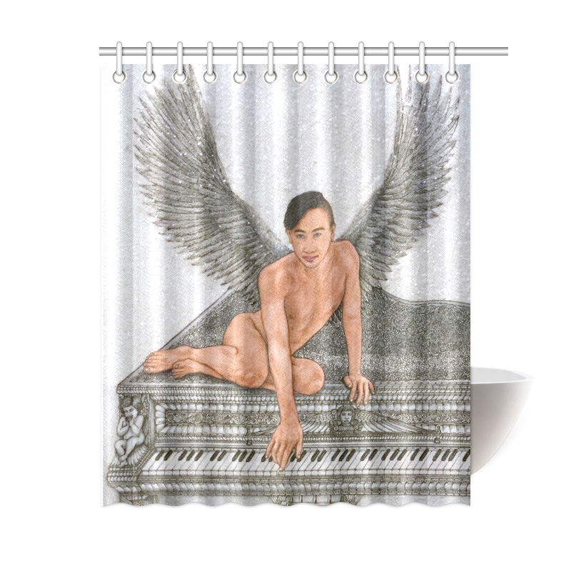 Angel And Piano Drawing Shower Curtain 60"x72"