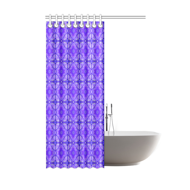 Purple Abstract Flowers, Lattice, Circle Quilt Shower Curtain 48"x72"