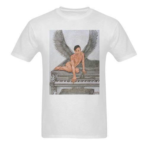 Angel And Piano Drawing Sunny Men's T- shirt (Model T06)
