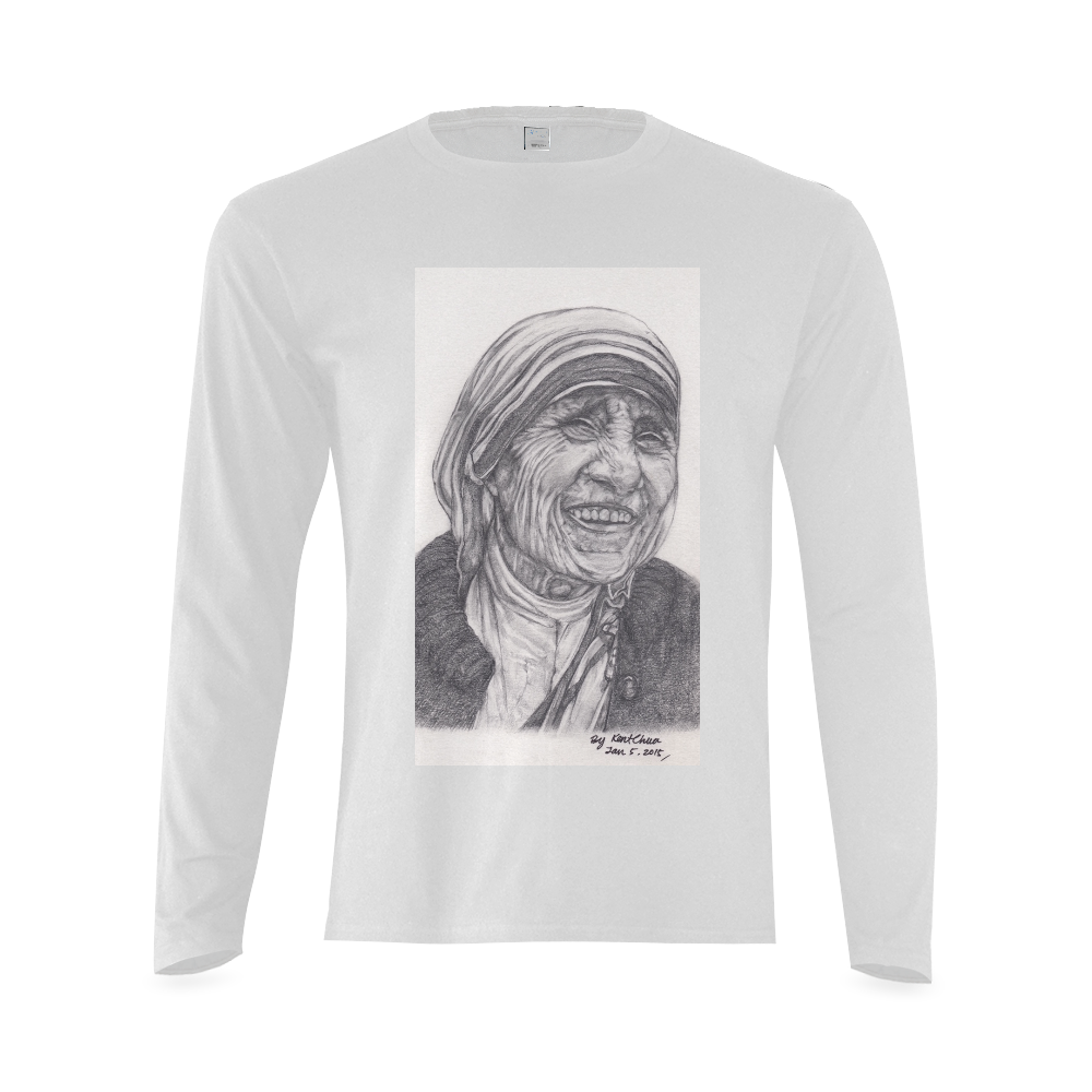 Mother Theresa Drawing Sunny Men's T-shirt (long-sleeve) (Model T08)