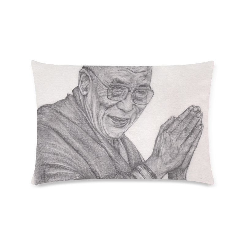 Dalai Lama Tenzin Gaytso Drawing Custom Rectangle Pillow Case 16"x24" (one side)