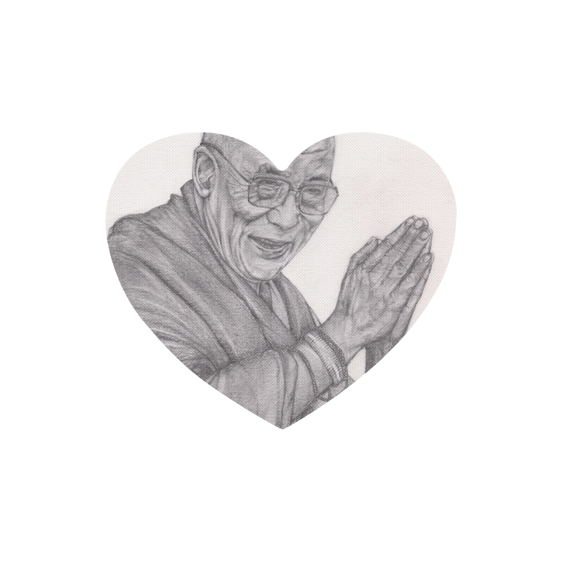 Dalai Lama Tenzin Gaytso Drawing Heart-shaped Mousepad