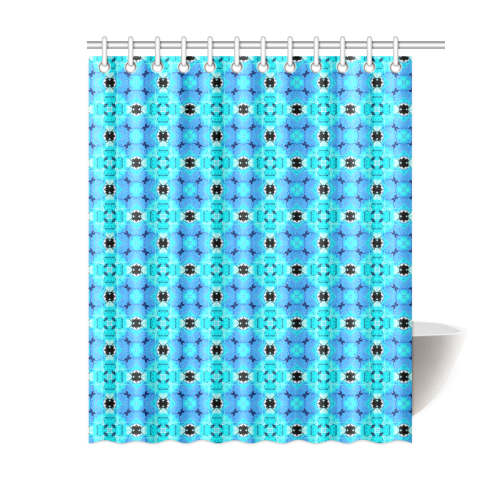 Vibrant Modern Abstract Lattice Aqua Blue Quilt Shower Curtain 60"x72"