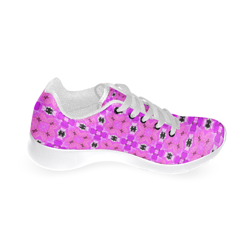 Circle Lattice of Floral Pink Violet Modern Quilt Women’s Running Shoes (Model 020)