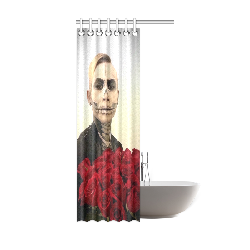 Skull Tux And Roses Photograph Shower Curtain 36"x72"