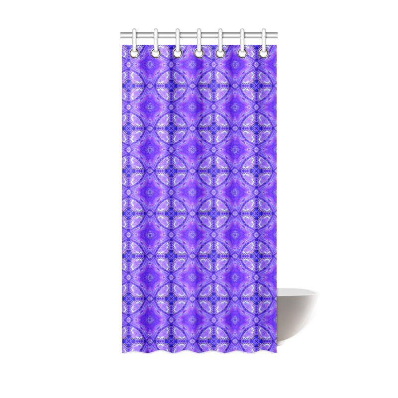 Purple Abstract Flowers, Lattice, Circle Quilt Shower Curtain 36"x72"