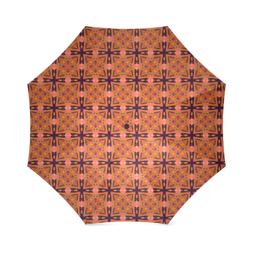 Peach Purple Abstract Moroccan Lattice Quilt Foldable Umbrella (Model U01)