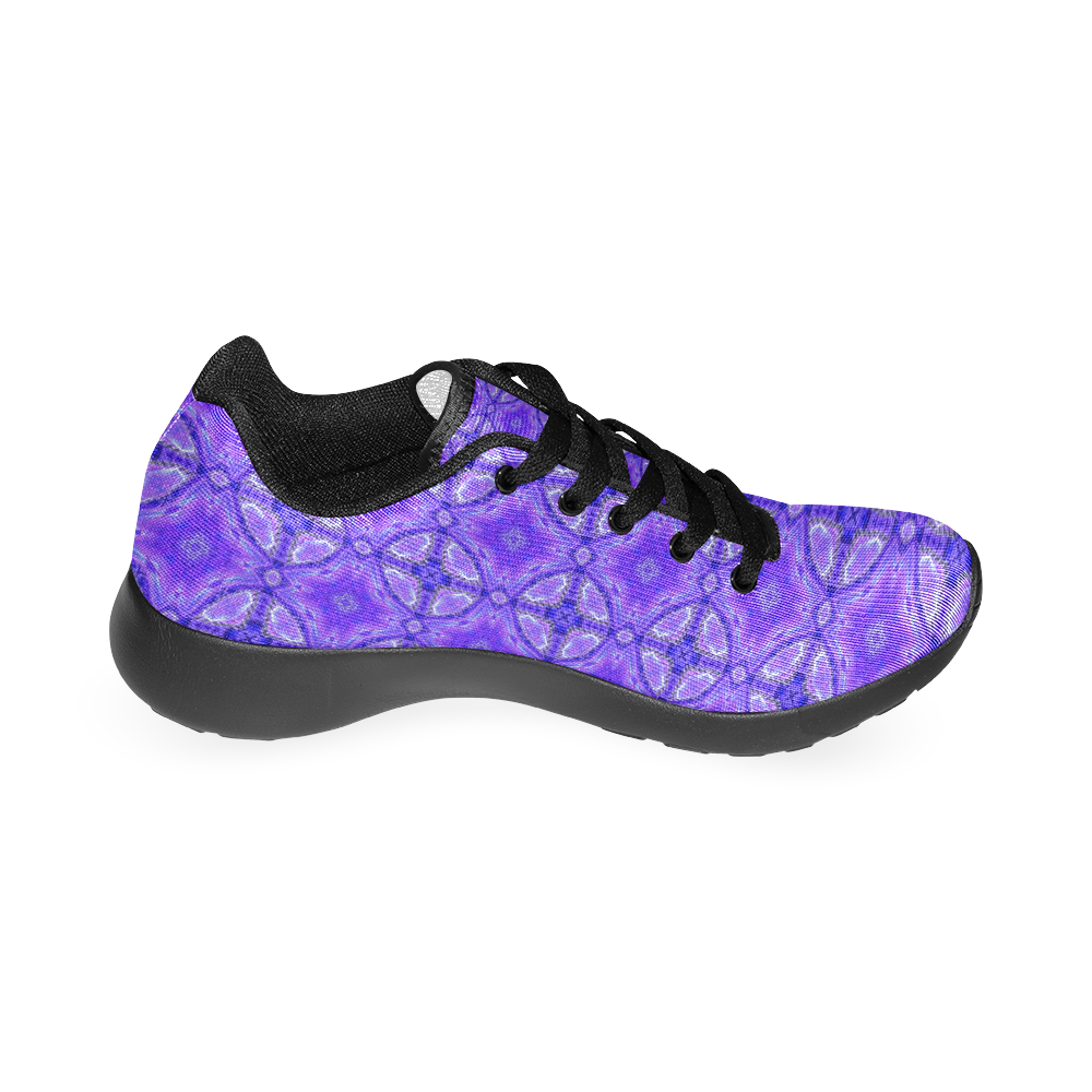Purple Abstract Flowers, Lattice, Circle Quilt Men’s Running Shoes (Model 020)